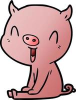 happy cartoon pig sitting vector