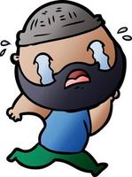 cartoon bearded man crying vector