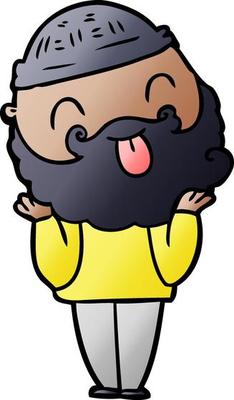 man with beard sticking out tongue