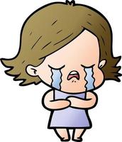 cartoon girl crying vector