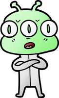 cartoon three eyed alien vector