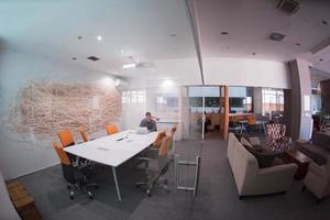 businessman working using a laptop in startup office photo