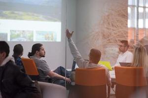 Startup business team at a meeting photo