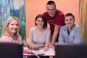 technology students group in computer lab school  classroom photo