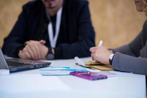 Business woman writing notes photo