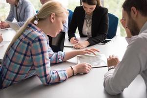 Business Team At A Meeting at modern office building photo