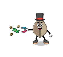 Character Illustration of dried leaf catching money with a magnet vector