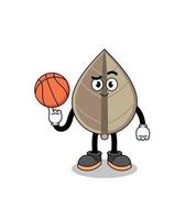 ilustración de hoja seca como jugador de baloncesto vector