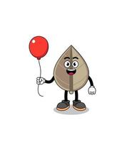 Cartoon of dried leaf holding a balloon vector