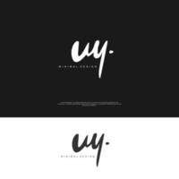 UY Initial handwriting or handwritten logo for identity. Logo with signature and hand drawn style. vector