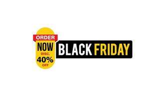 40 Percent discount black friday offer, clearance, promotion banner layout with sticker style. vector