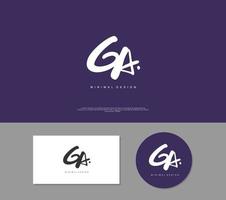 GA Initial handwriting or handwritten logo for identity. Logo with signature and hand drawn style. vector
