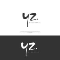 YZ Initial handwriting or handwritten logo for identity. Logo with signature and hand drawn style. vector