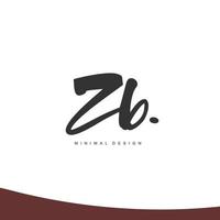 ZB Initial handwriting or handwritten logo for identity. Logo with signature and hand drawn style. vector