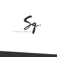 SQ Initial handwriting or handwritten logo for identity. Logo with signature and hand drawn style. vector