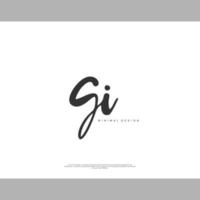 GI Initial handwriting or handwritten logo for identity. Logo with signature and hand drawn style. vector