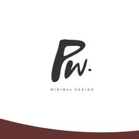 PW Initial handwriting or handwritten logo for identity. Logo with signature and hand drawn style. vector