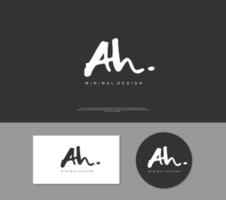 AH Initial handwriting or handwritten logo for identity. Logo with signature and hand drawn style. vector