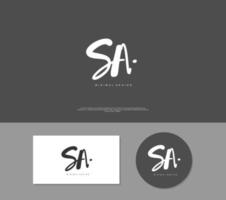 SA Initial handwriting or handwritten logo for identity. Logo with signature and hand drawn style. vector