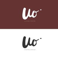 UO Initial handwriting or handwritten logo for identity. Logo with signature and hand drawn style. vector