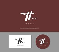 TH Initial handwriting or handwritten logo for identity. Logo with signature and hand drawn style. vector