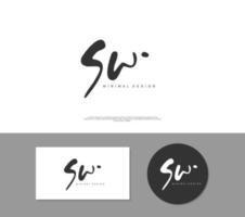 sw escritura inicial a mano o logotipo escrito a mano para la identidad. logo con firma y estilo dibujado a mano. vector