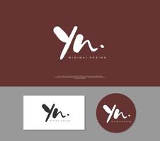 YN Initial handwriting or handwritten logo for identity. Logo with signature and hand drawn style. vector