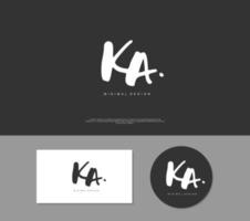 KA Initial handwriting or handwritten logo for identity. Logo with signature and hand drawn style. vector