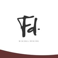 FD Initial handwriting or handwritten logo for identity. Logo with signature and hand drawn style. vector