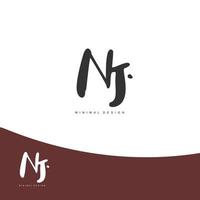 NJ Initial handwriting or handwritten logo for identity. Logo with signature and hand drawn style. vector