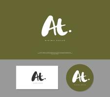 AT Initial handwriting or handwritten logo for identity. Logo with signature and hand drawn style. vector