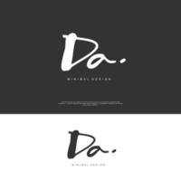 DA Initial handwriting or handwritten logo for identity. Logo with signature and hand drawn style. vector