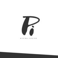 PI Initial handwriting or handwritten logo for identity. Logo with signature and hand drawn style. vector