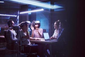 Multiethnic Business team using virtual reality headset photo