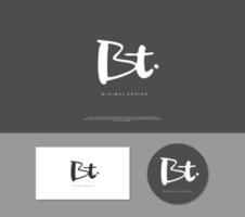 BT Initial handwriting or handwritten logo for identity. Logo with signature and hand drawn style. vector
