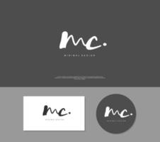 MC Initial handwriting or handwritten logo for identity. Logo with signature and hand drawn style. vector