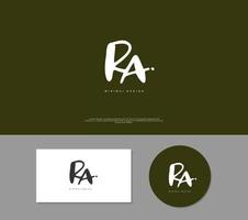 RA Initial handwriting or handwritten logo for identity. Logo with signature and hand drawn style. vector