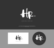 HR Initial handwriting or handwritten logo for identity. Logo with signature and hand drawn style. vector