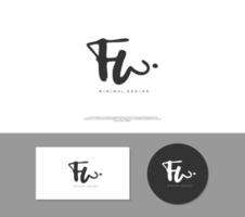 FW Initial handwriting or handwritten logo for identity. Logo with signature and hand drawn style. vector