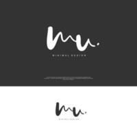 MU Initial handwriting or handwritten logo for identity. Logo with signature and hand drawn style. vector