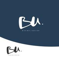 BU Initial handwriting or handwritten logo for identity. Logo with signature and hand drawn style. vector