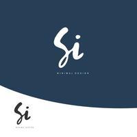 SI Initial handwriting or handwritten logo for identity. Logo with signature and hand drawn style. vector