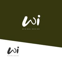 WI Initial handwriting or handwritten logo for identity. Logo with signature and hand drawn style. vector