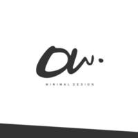 OW Initial handwriting or handwritten logo for identity. Logo with signature and hand drawn style. vector