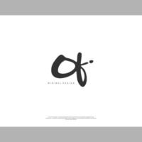 OF Initial handwriting or handwritten logo for identity. Logo with signature and hand drawn style. vector