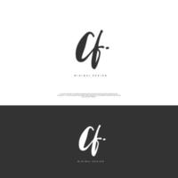 CF Initial handwriting or handwritten logo for identity. Logo with signature and hand drawn style. vector