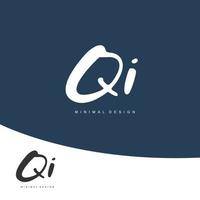 QI Initial handwriting or handwritten logo for identity. Logo with signature and hand drawn style. vector