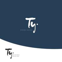 TY Initial handwriting or handwritten logo for identity. Logo with signature and hand drawn style. vector