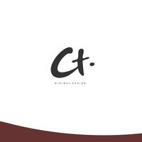 CT Initial handwriting or handwritten logo for identity. Logo with signature and hand drawn style. vector