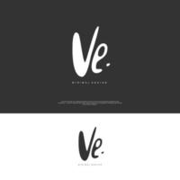 VE Initial handwriting or handwritten logo for identity. Logo with signature and hand drawn style. vector